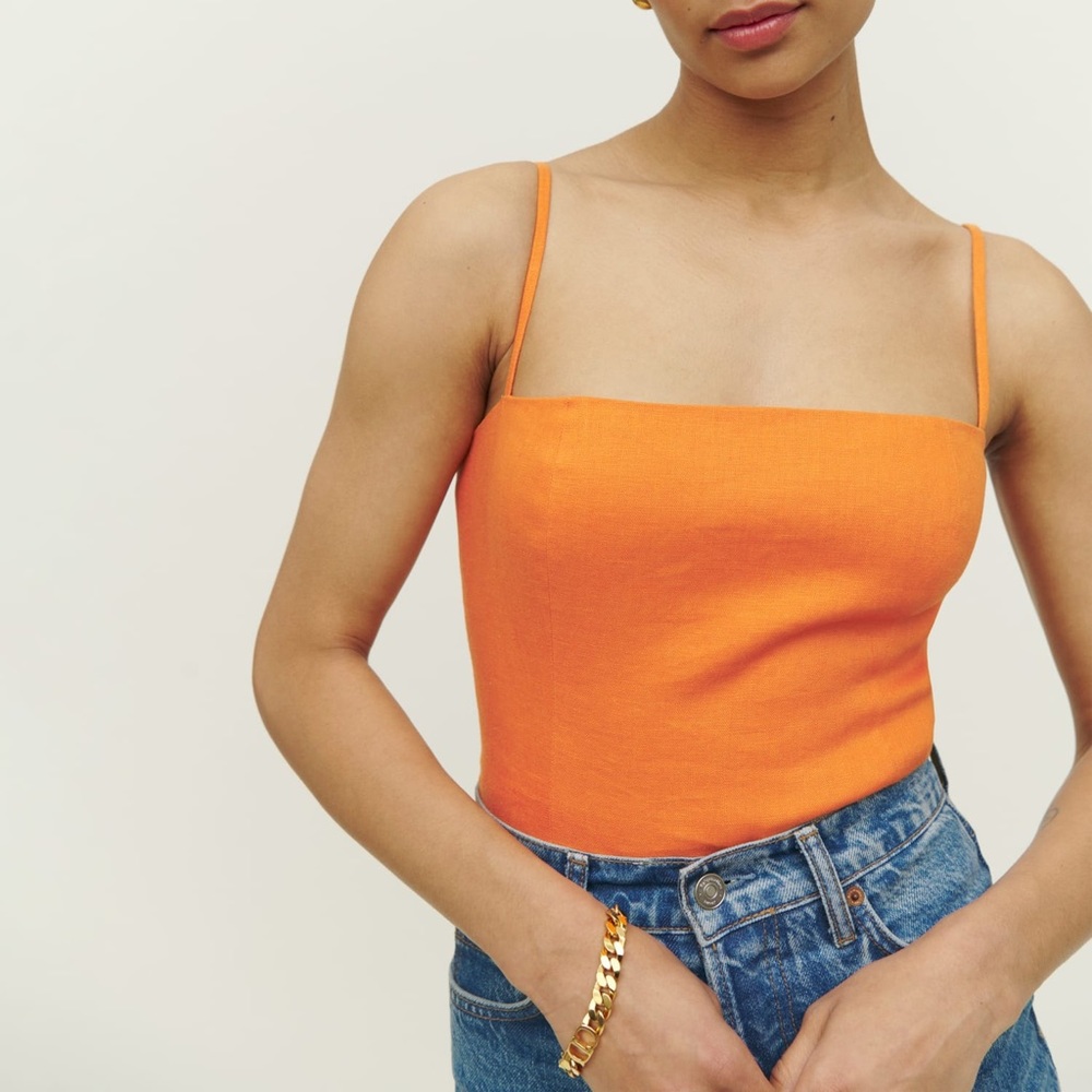 Reformation overland linen top citrus size 0